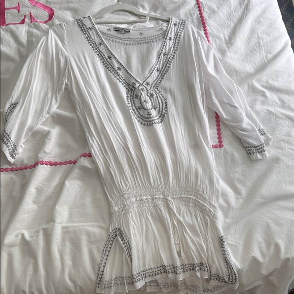 Embroidered White Tunic Dress - Picture 1 of 3